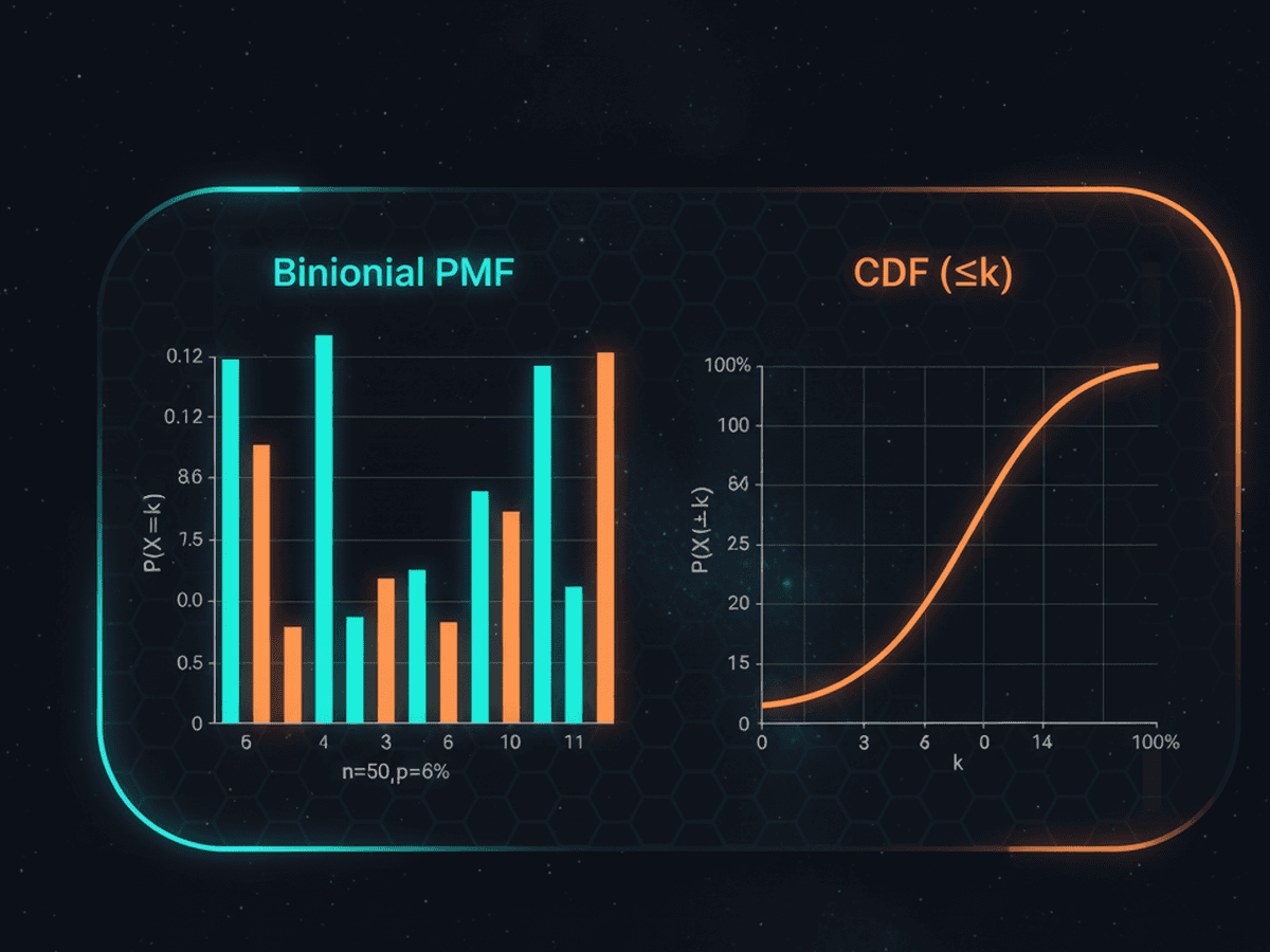Binomial distribution showing probability mass function for different sample sizes