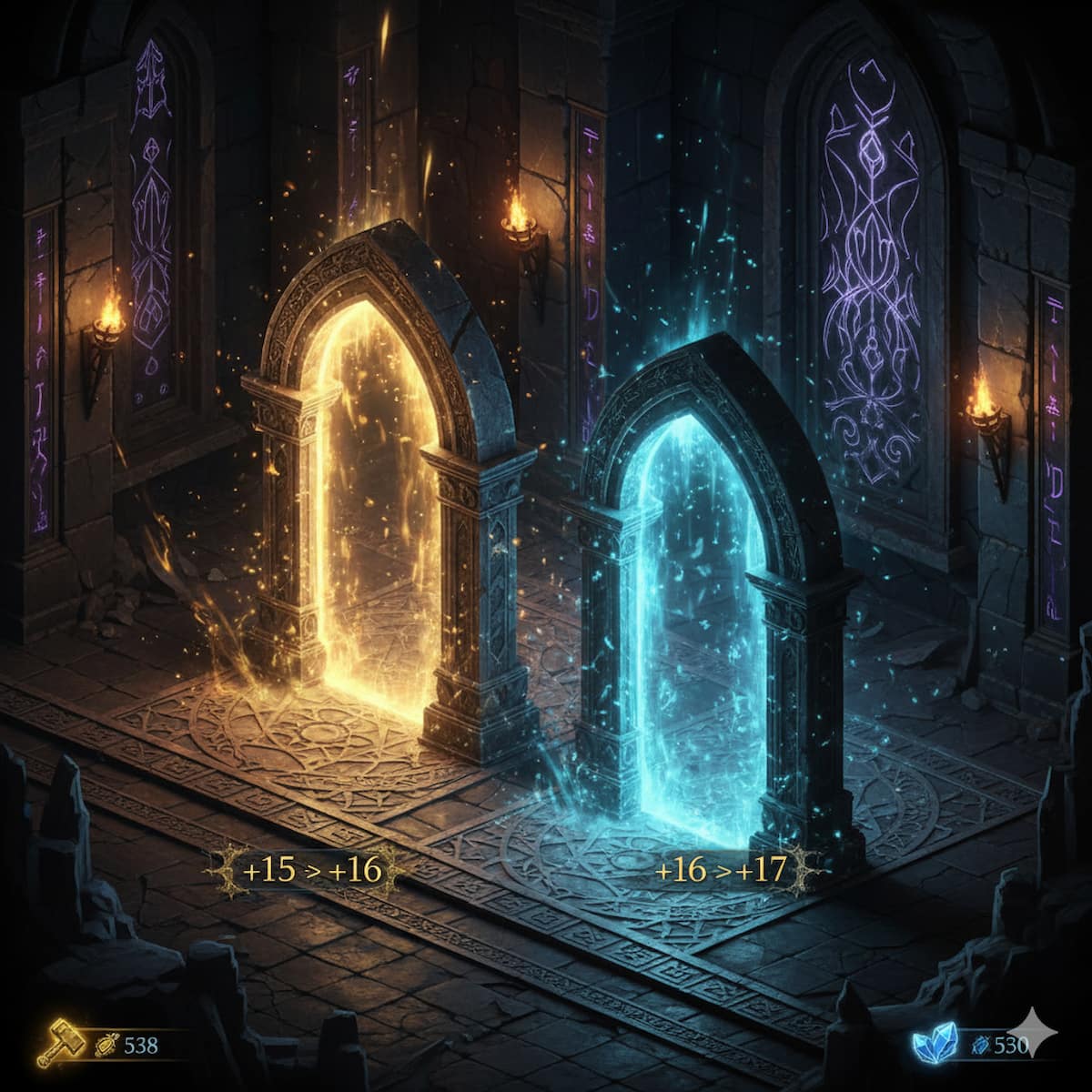 Lost Ark screenshot – calculate honing success rates, expected materials, and total gold cost for gear upgrades